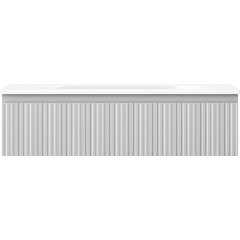 Mexen Rivel kúpeľňová skrinka 90 cm s umývadlom Vela, 1 zásuvka, drážkovaná, sivá matná/biela matná - 91A20-09023-1-BF62-W23M01