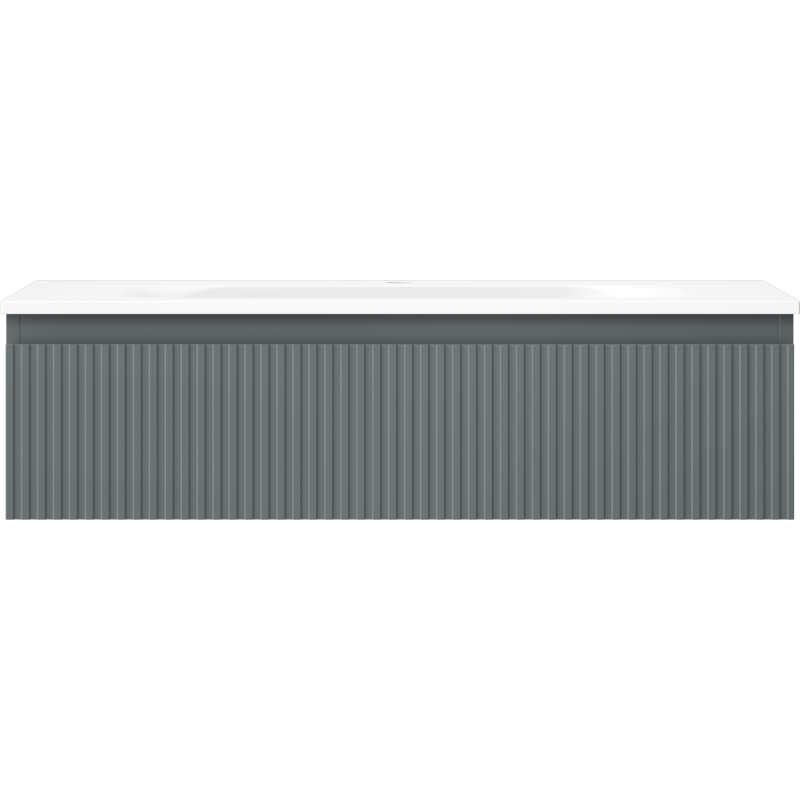 Mexen Rivel kúpeľňová skrinka 90 cm s umývadlom Vela, 1 zásuvka, ryhovaná, grafit mat/biela mat - 91A20-09023-1-BF66-W23M01