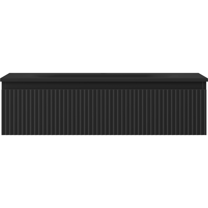 Mexen Rivel kúpeľňová skrinka 90 cm s umývadlom Vela, 1 zásuvka, ryhovaná, čierna mat - 91A20-09023-1-BF71-W23M71