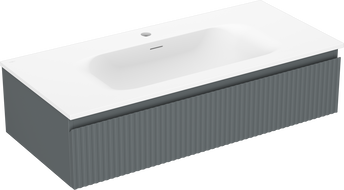 Mexen Rivel kúpeľňová skrinka 100 cm s umývadlom Vela, 1 zásuvka, ryhovaná, grafit mat/biela mat - 91A20-10023-1-BF66-W23M01