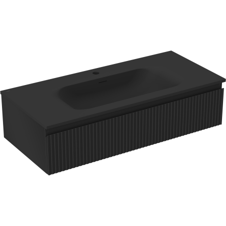 Mexen Rivel kúpeľňová skrinka 100 cm s umývadlom Vela, 1 zásuvka, rebrovaná, čierna matná - 91A20-10023-1-BF71-W23M71