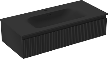 Mexen Rivel kúpeľňová skrinka 100 cm s umývadlom Vela, 1 zásuvka, rebrovaná, čierna matná - 91A20-10023-1-BF71-W23M71