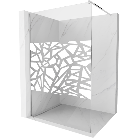 Mexen Kioto sprchový panel Walk-in 140 x 200 cm, biely vzor 8 mm, chróm - 800-140-101-01-85