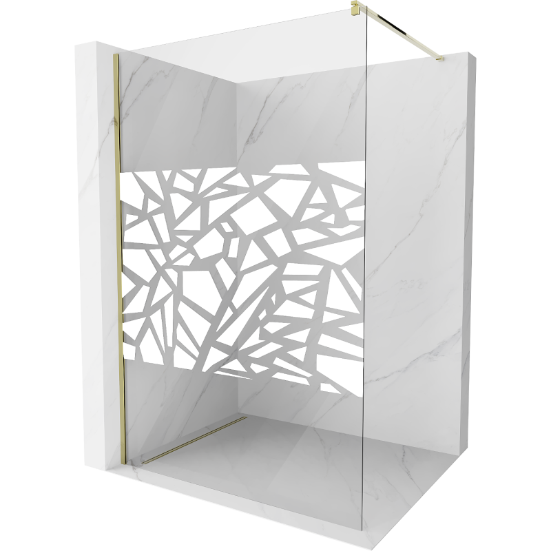 Mexen Kioto sprchová zástena Walk-in 80 x 200 cm, biely vzor 8 mm, zlatá - 800-080-101-50-85