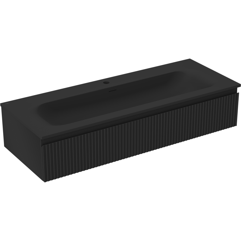 Mexen Rivel kúpeľňová skrinka 120 cm s umývadlom Vela, 1 zásuvka, ryhovaná, čierna matná - 91A20-12023-1-BF71-W23M71