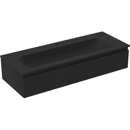 Mexen Rivel kúpeľňová skrinka 120 cm s umývadlom Vela, 1 zásuvka, ryhovaná, čierna matná - 91A20-12023-1-BF71-W23M71