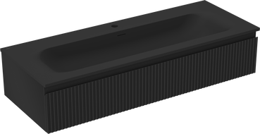 Mexen Rivel kúpeľňová skrinka 120 cm s umývadlom Vela, 1 zásuvka, ryhovaná, čierna matná - 91A20-12023-1-BF71-W23M71