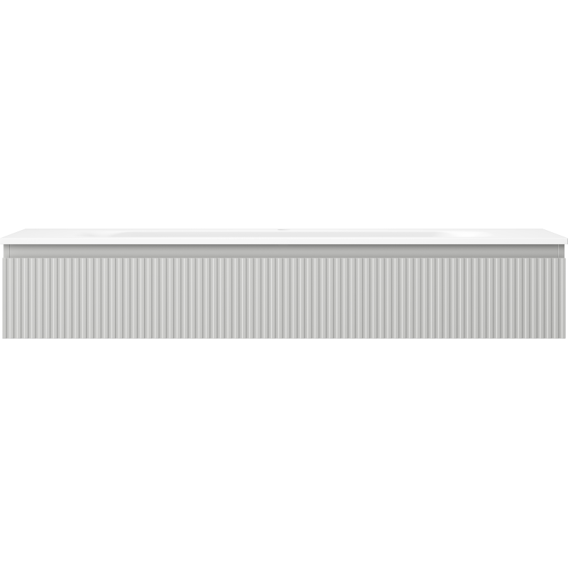 Mexen Rivel kúpeľňová skrinka 140 cm s umývadlom Vela, 1 zásuvka, ryhovaná, sivá matná/biela matná