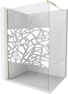 Mexen Kioto sprchová stena Walk-in 140 x 200 cm, biely vzor 8 mm, zlatá - 800-140-101-50-85