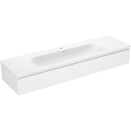 Mexen Rivel kúpeľňová skrinka 160 cm s umývadlom Vela, 1 zásuvka, drážkovaná, biela matná - 91A20-16023-1-BF01-W23M01