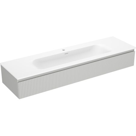 Mexen Rivel kúpeľňová skrinka 140 cm s umývadlom Vela, 1 zásuvka, ryhovaná, sivý mat/biely mat - 91A20-16023-1-BF62-W23M01