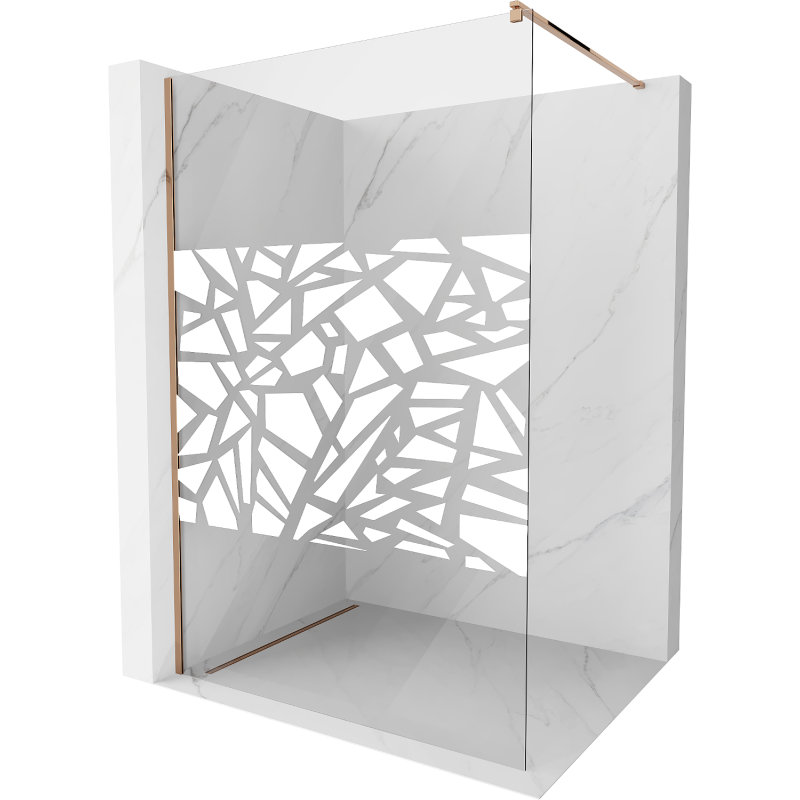 Mexen Kioto sprchová stena Walk-in 110 x 200 cm, biely vzor 8 mm, ružové zlato - 800-110-101-60-85