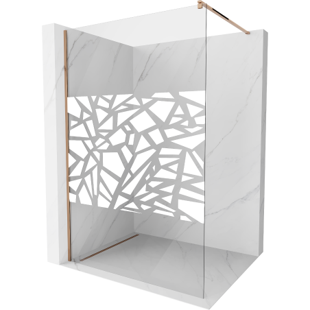 Mexen Kioto sprchová stena Walk-in 110 x 200 cm, biely vzor 8 mm, ružové zlato - 800-110-101-60-85