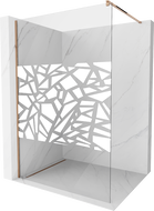 Mexen Kioto sprchová stena Walk-in 110 x 200 cm, biely vzor 8 mm, ružové zlato - 800-110-101-60-85