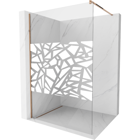 Mexen Kioto sprchová stena Walk-in 140 x 200 cm, biely vzor 8 mm, ružové zlato - 800-140-101-60-85