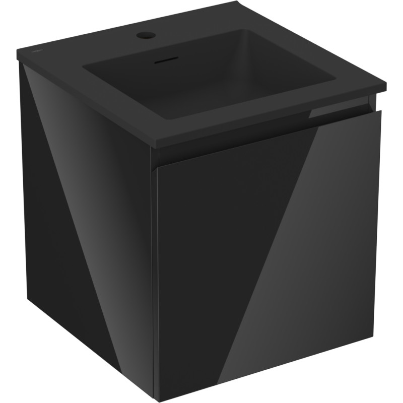 Mexen Orio kúpeľňová skrinka 45 cm s umývadlom Otis, 1 zásuvka, čierny lesk/čierny mat - 91A10-04547-1-BF70-W18M71
