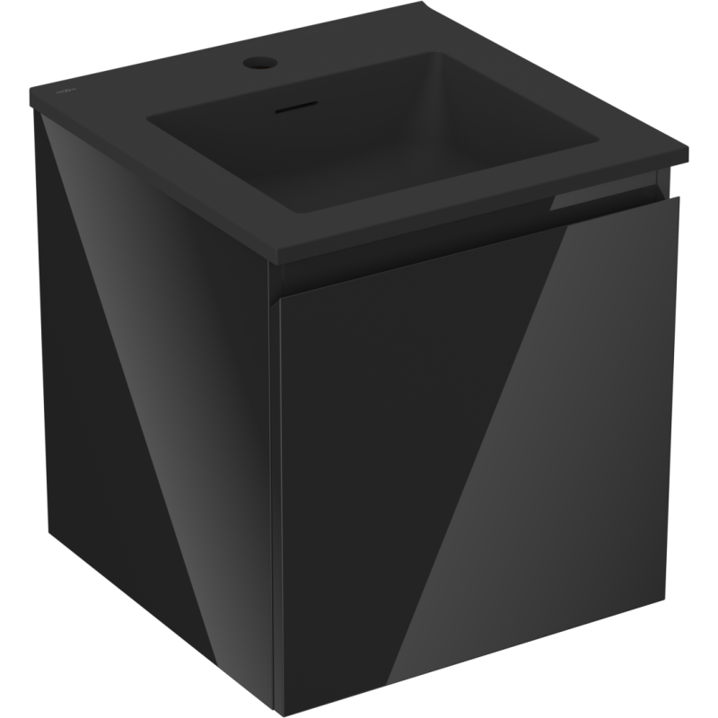 Mexen Orio kúpeľňová skrinka 45 cm s umývadlom Otis, 1 zásuvka, čierny lesk/matná čierna - 91A10-04547-1-BF70-W18M71