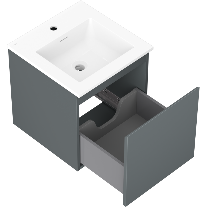 Mexen Orio kúpeľňová skrinka 45 cm s umývadlom Otis, 1 zásuvka, grafit mat/biela mat - 91A10-04547-1-BF66-W18M01
