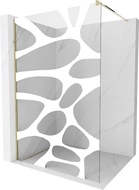 Mexen Kioto sprchová stena Walk-in 100 x 200 cm, biela vlna 8 mm, zlatá - 800-100-101-50-97