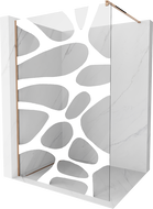 Mexen Kioto Sprchová stena Walk-in 90 x 200 cm, biela vlna 8 mm, ružové zlato - 800-090-101-60-97