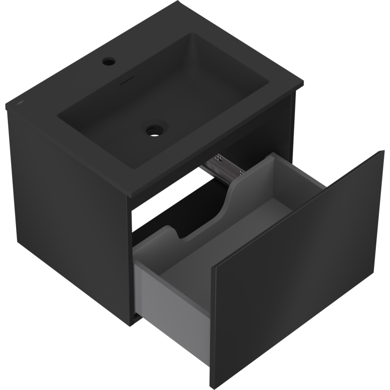 Mexen Orio kúpeľňová skrinka 60 cm s umývadlom Otis, 1 zásuvka, čierna matná - 91A10-06047-1-BF71-W18M71