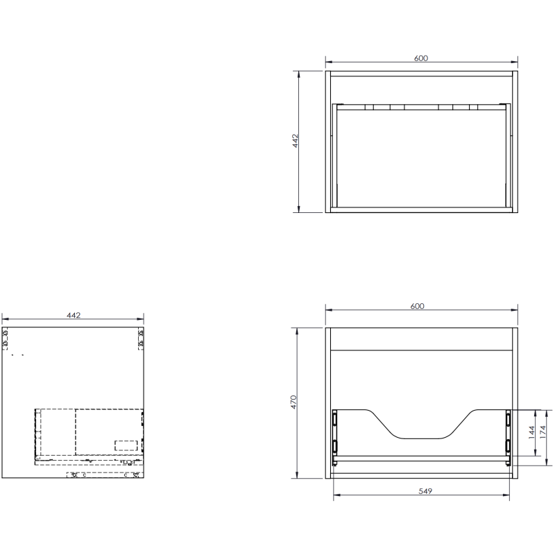 Mexen Orio kúpeľňová skrinka 60 cm s umývadlom Otis, 1 zásuvka, čierna matná - 91A10-06047-1-BF71-W18M71