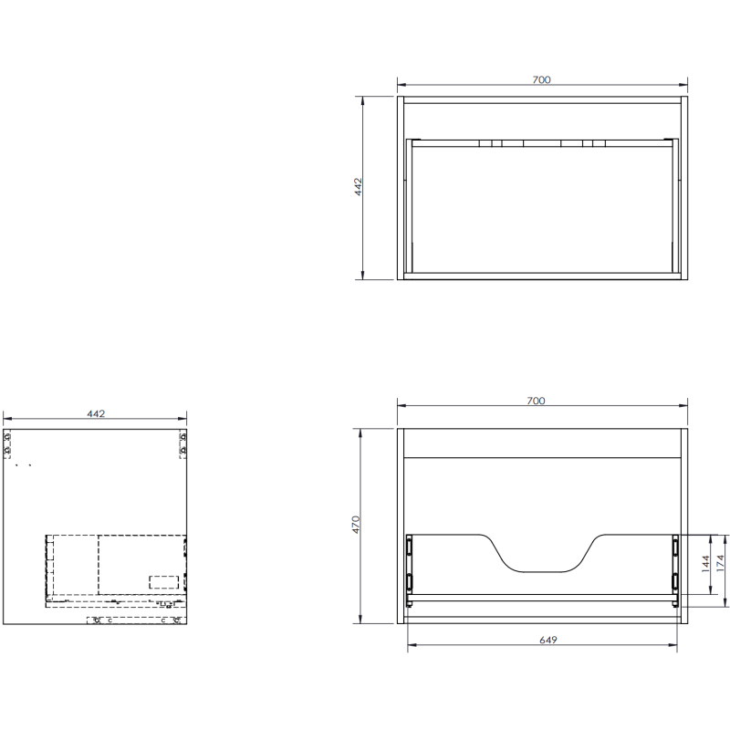 Mexen Orio kúpeľňová skrinka 70 cm s umývadlom Otis, 1 zásuvka, sivá matná/biela matná - 91A10-07047-1-BF62-W18M01