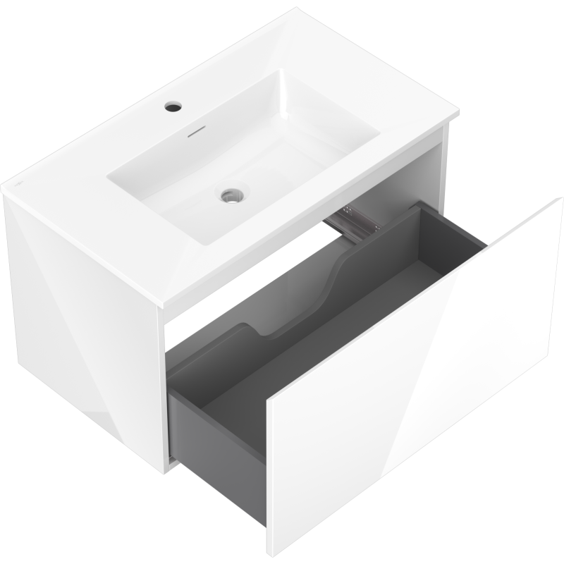Mexen Orio kúpeľňová skrinka 80 cm s umývadlom Otis, 1 zásuvka, biela lesk - 91A10-08047-1-BF00-W18M00