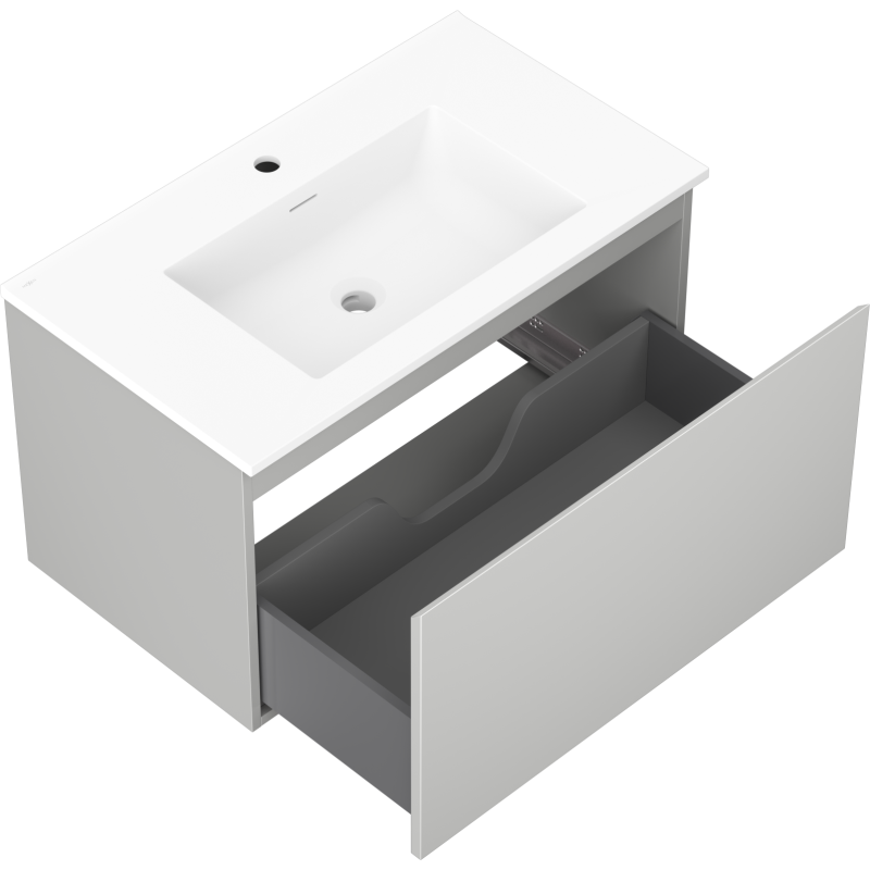 Mexen Orio kúpeľňová skrinka 80 cm s umývadlom Otis, 1 zásuvka, sivá matná/biela matná - 91A10-08047-1-BF62-W18M01