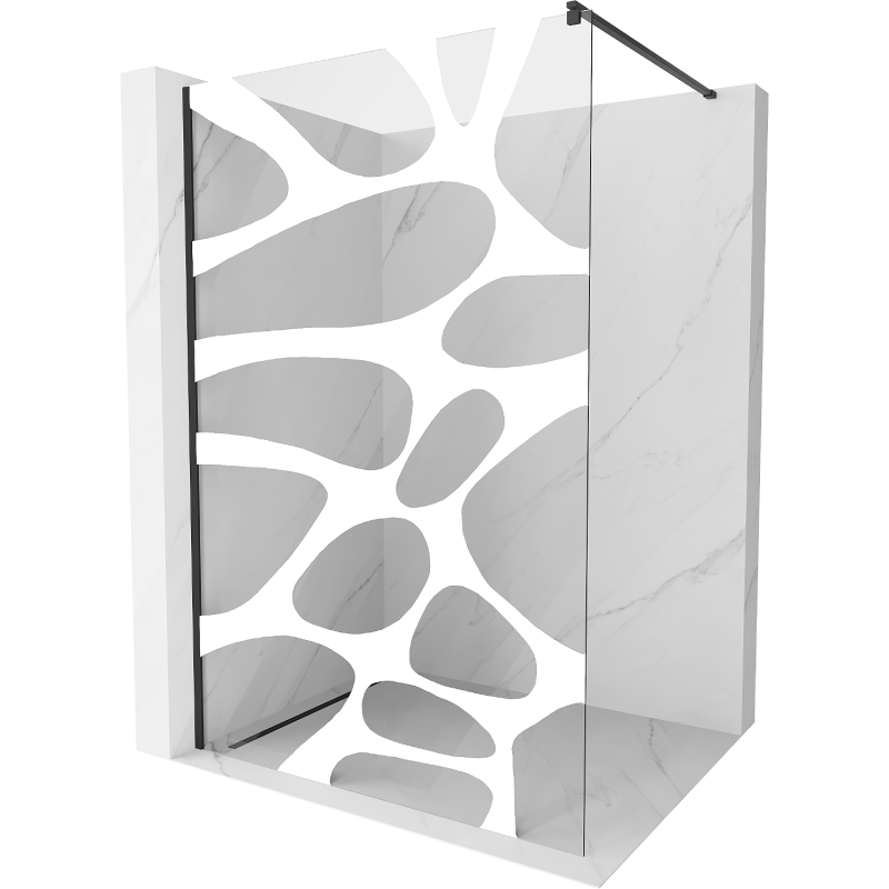Mexen Kioto sprchová stena Walk-in 130 x 200 cm, biela vlna 8 mm, čierna - 800-130-101-70-97