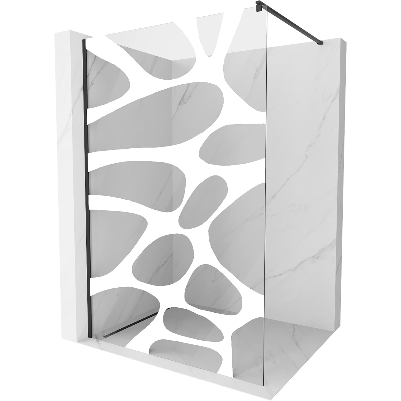 Mexen Kioto sprchový panel Walk-in 130 x 200 cm, biela vlna 8 mm, čierna - 800-130-101-70-97