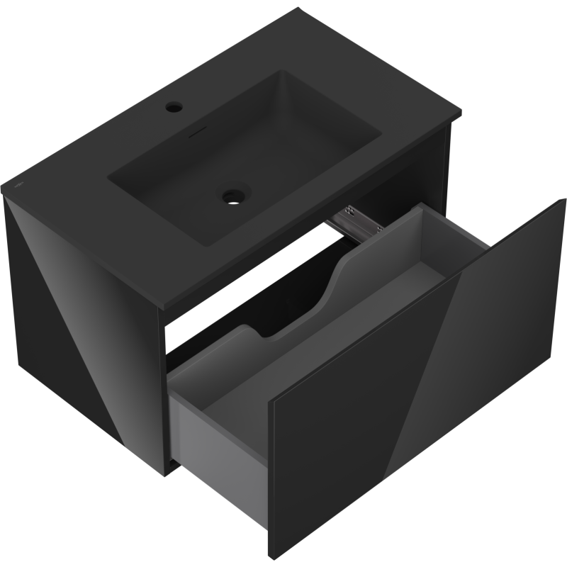 Mexen Orio kúpeľňová skrinka 80 cm s umývadlom Otis, 1 zásuvka, čierny lesk/čierny mat - 91A10-08047-1-BF70-W18M71