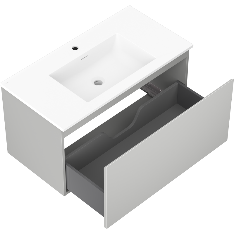 Mexen Orio kúpeľňová skrinka 90 cm s umývadlom Otis, 1 zásuvka, sivá matná/biela matná - 91A10-09047-1-BF62-W18M01