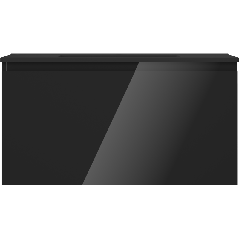 Mexen Orio kúpeľňová skrinka 90 cm s umývadlom Otis, 1 zásuvka, čierny lesk/čierny mat - 91A10-09047-1-BF70-W18M71