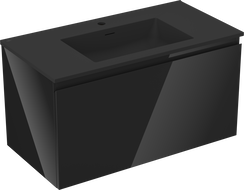Mexen Orio kúpeľňová skrinka 90 cm s umývadlom Otis, 1 zásuvka, čierny lesk/čierny mat - 91A10-09047-1-BF70-W18M71