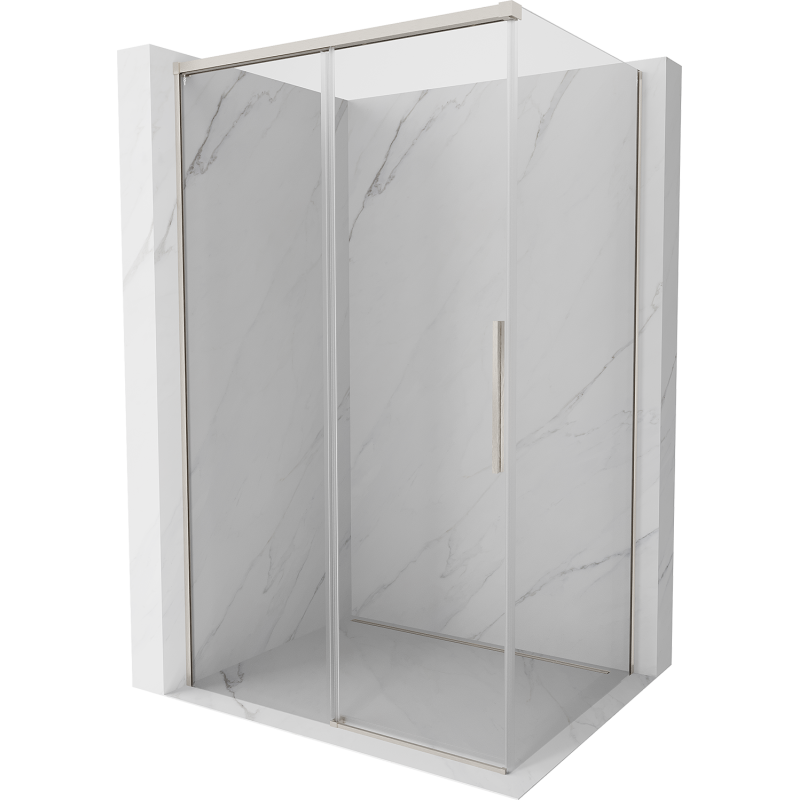 Mexen Rox sprchovací kút posuvný 125 x 120 cm, transparentný, kartáčovaný nikel - 8C2-125-120-97-00