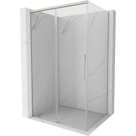 Mexen Rox sprchovací kút posuvný 125 x 120 cm, transparentný, kartáčovaný nikel - 8C2-125-120-97-00