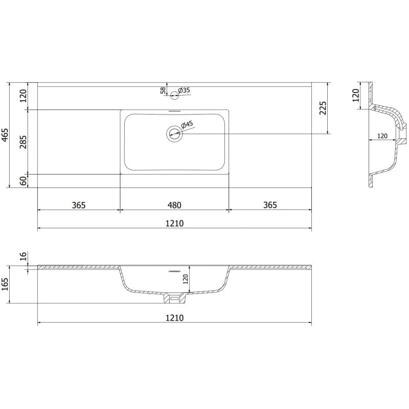 Mexen Orio kúpeľňová skrinka 120 cm s umývadlom Otis, 1 zásuvka, sivá matná/biela matná - 91A10-12047-1-BF62-W18M01