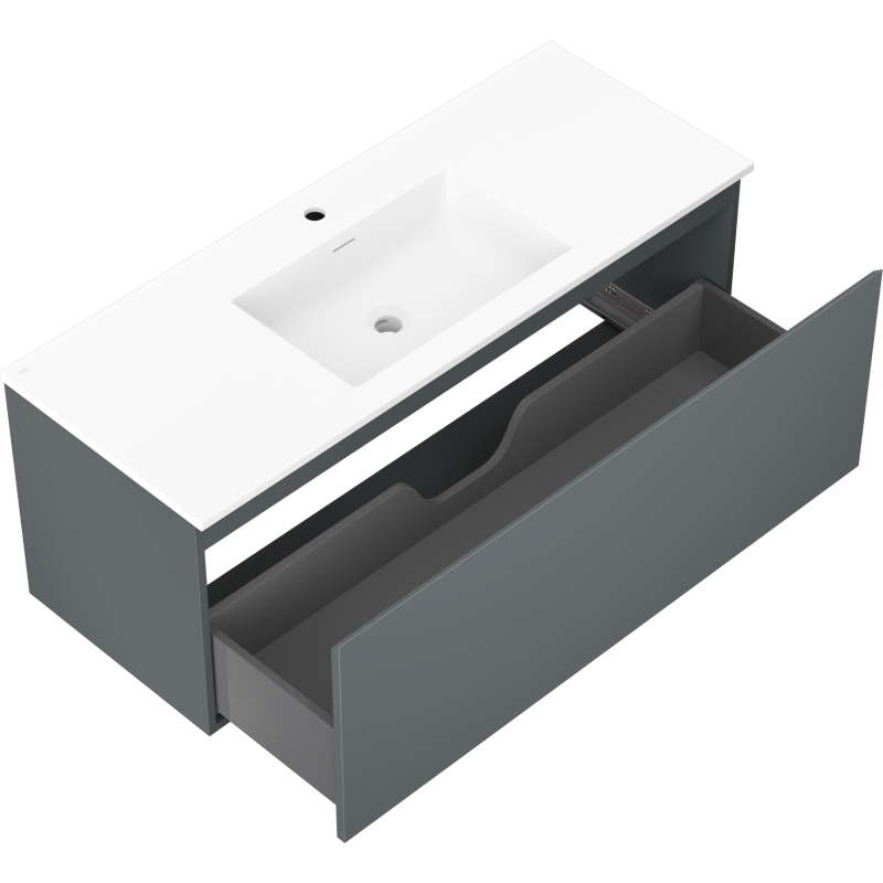 Mexen Orio kúpeľňová skrinka 120 cm s umývadlom Otis, 1 zásuvka, grafitová matná/biela matná - 91A10-12047-1-BF66-W18M01
