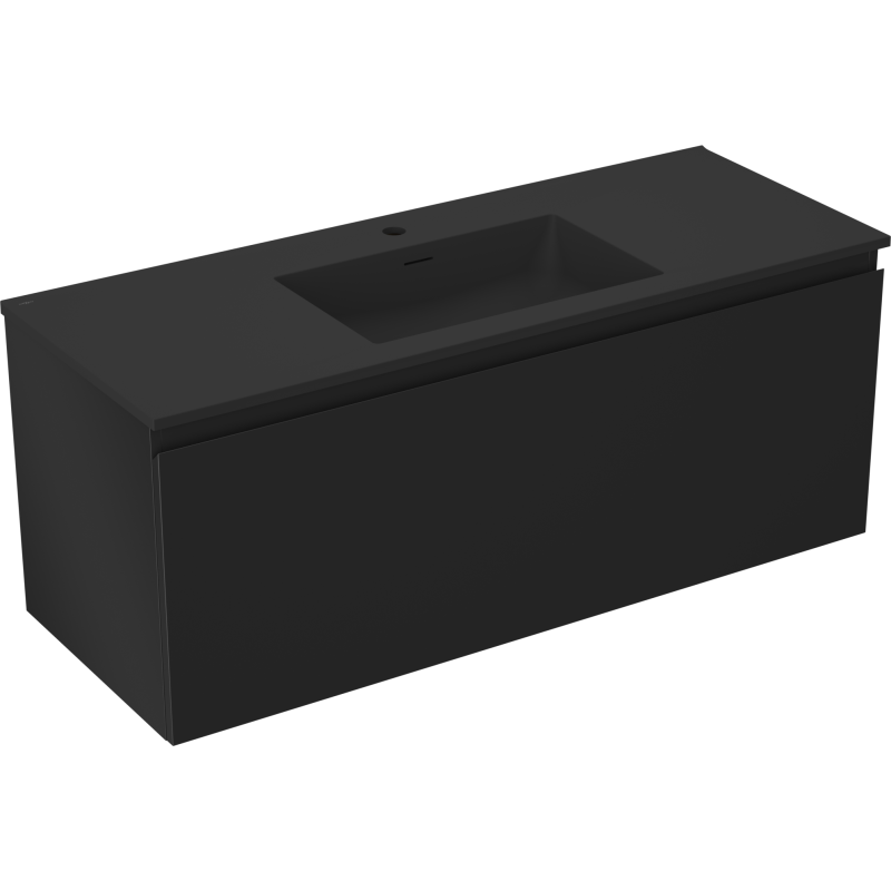 Mexen Orio kúpeľňová skrinka 120 cm s umývadlom Otis, 1 zásuvka, čierna matná - 91A10-12047-1-BF71-W18M71
