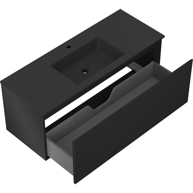 Mexen Orio kúpeľňová skrinka 120 cm s umývadlom Otis, 1 zásuvka, čierna matná - 91A10-12047-1-BF71-W18M71