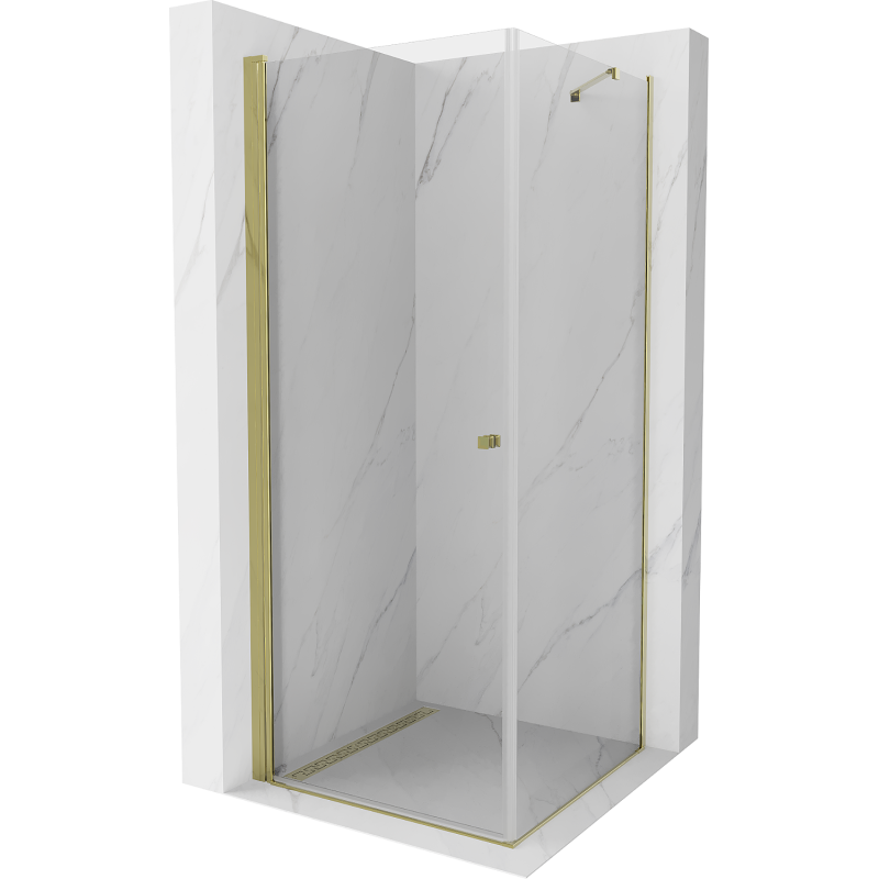 Mexen Pretoria sprchová kabína výklopná 90 x 90 cm, priehľadná, zlatá - 852-090-090-50-00
