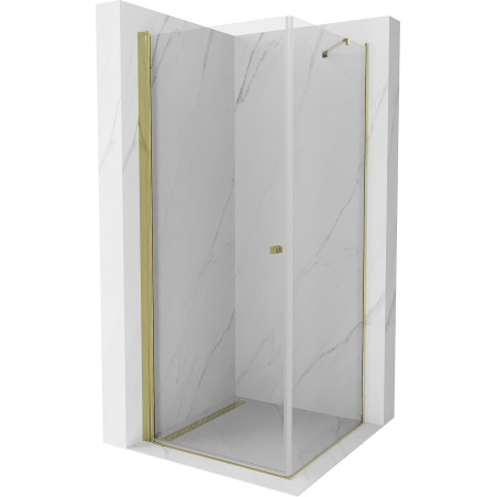 Mexen Pretoria sprchová kabína, kyvné dvere 90 x 90 cm, transparentnéné, zlatá - 852-090-090-50-00