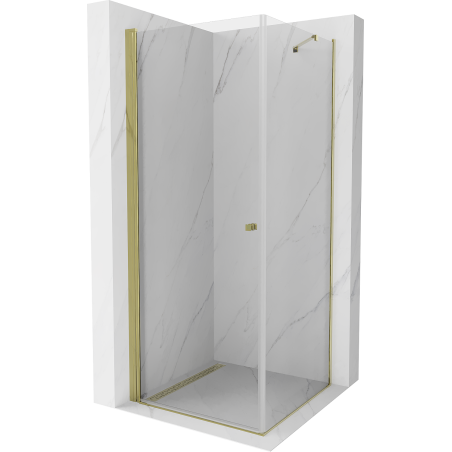 Mexen Pretoria sprchová kabína výklopná 90 x 90 cm, priehľadná, zlatá - 852-090-090-50-00