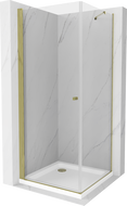 Mexen Pretoria sprchová kabína, kyvné dvere 70 x 70 cm, transparentnéné, zlatá + závesný bidet Flat - 852-070-070-50-00-4010