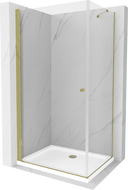 Mexen Pretoria sprchová kabína, kyvné dvere 70 x 100 cm, transparentnéné, zlatá + závesný bidet Flat - 852-070-100-50-00-4010