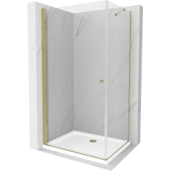 Mexen Pretoria sprchová kabína, kyvné dvere 90 x 80 cm, transparentnéné, zlatá + závesný bidet Flat - 852-090-080-50-00-4010