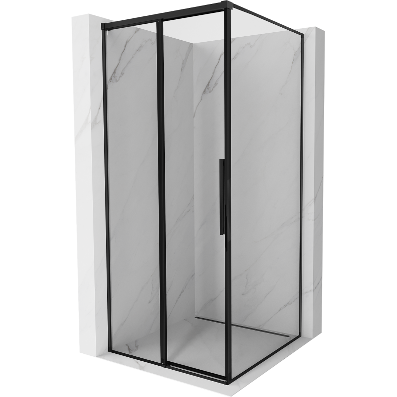 Mexen Rox posuvný sprchový kút ľavý 90 x 90 cm, čierny rám, čierny - 8C2-090-090-70-70-L
