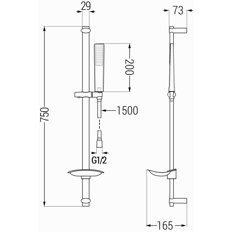 Mexen DB72 posuvná sprchová súprava, chróm - 785724584-00