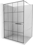 Mexen Kioto+ sprchová stena s poličkou Walk-in 140 x 200 cm, čierna mriežka, chróm - 800-140-121-01-77